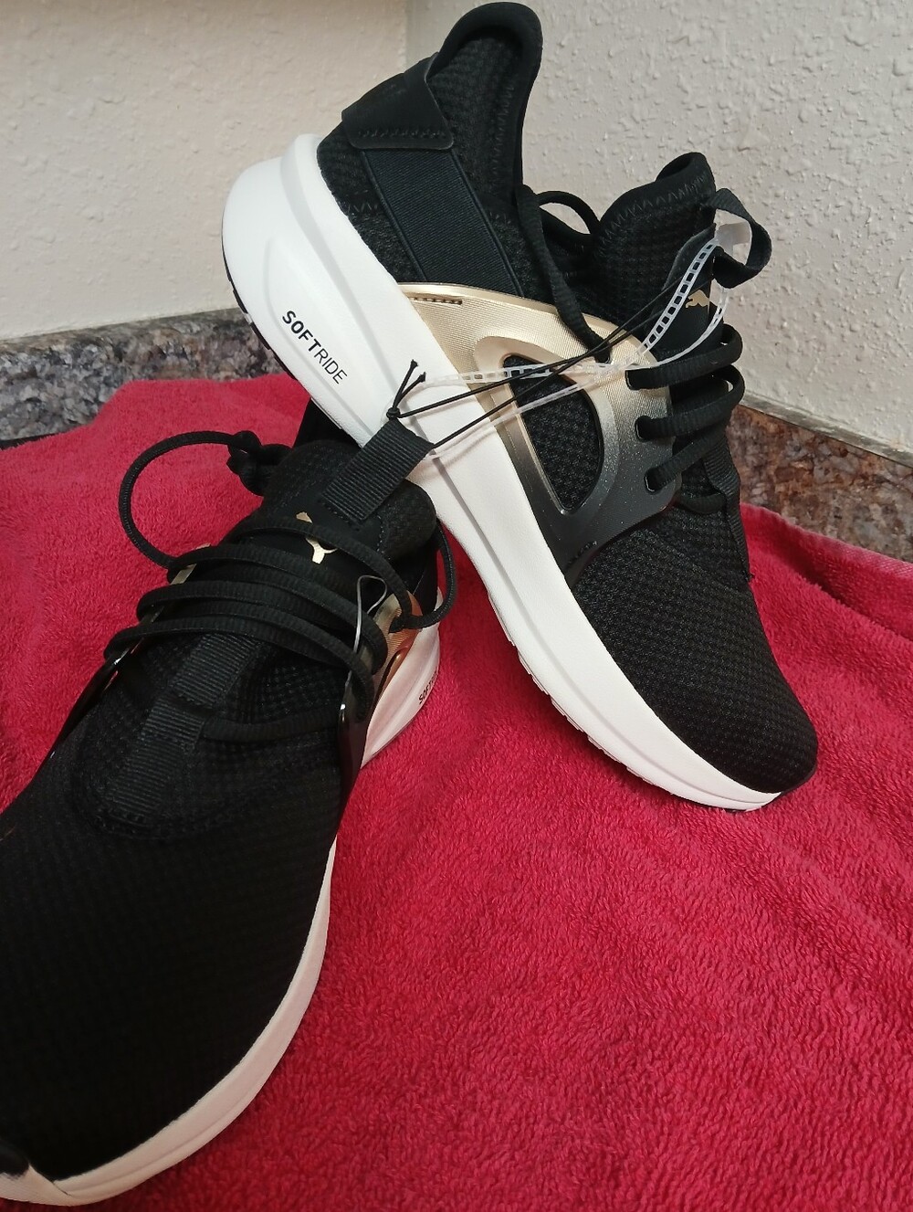 NWT Puma Woman's Black Athletic with Gold Accents, SOFTRIDE Runnig Shoes - Picture 5 of 9
